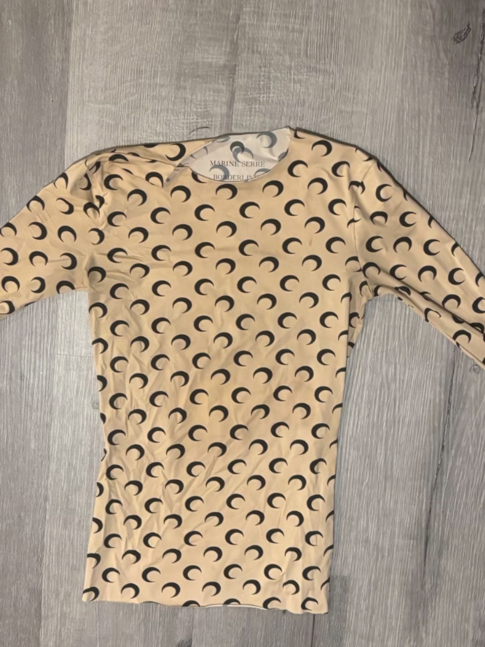 Marine Serre Beige Top with Black Crescent Moon Print